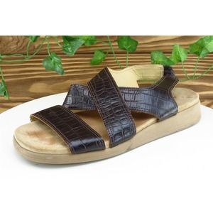 Women’s Dark Brown Croc-Embossed Comfort Sandal